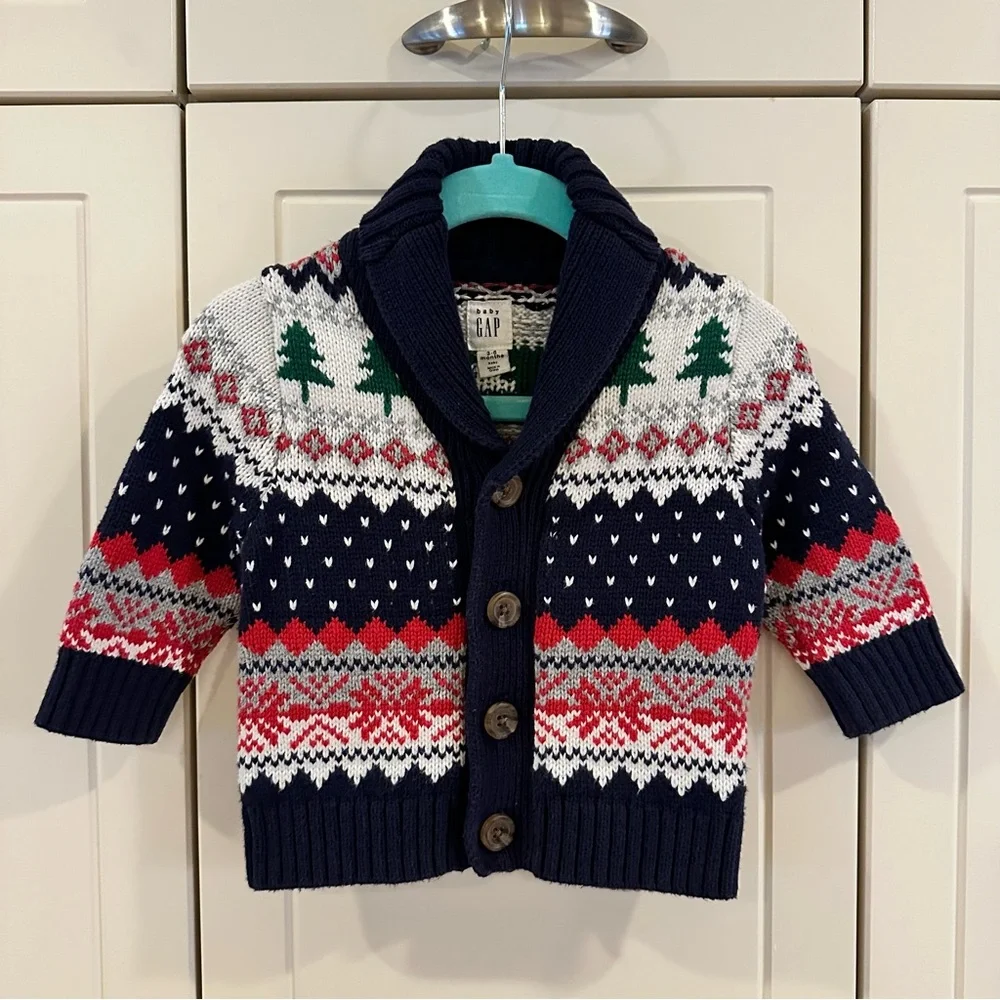 Baby Gap Fair Isle Cardigan Sweater | 3-6 Months | 🌲 Perfect for Christmas 🌲 - Picture 1 of 4